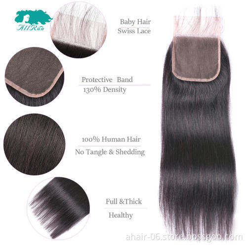 Cuticle aligned brazilian 10a grade hair with closure
